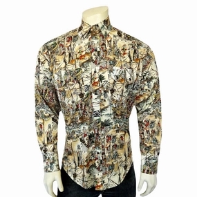 Cool Patterns Rockmount Mens Dead Pirates Western Tan 100% Cotton L/S Shirt Compact Fold Design Contemporary Look Rockmount Mens Dead Pirates Western Tan 100% Cotton L/S Shirt