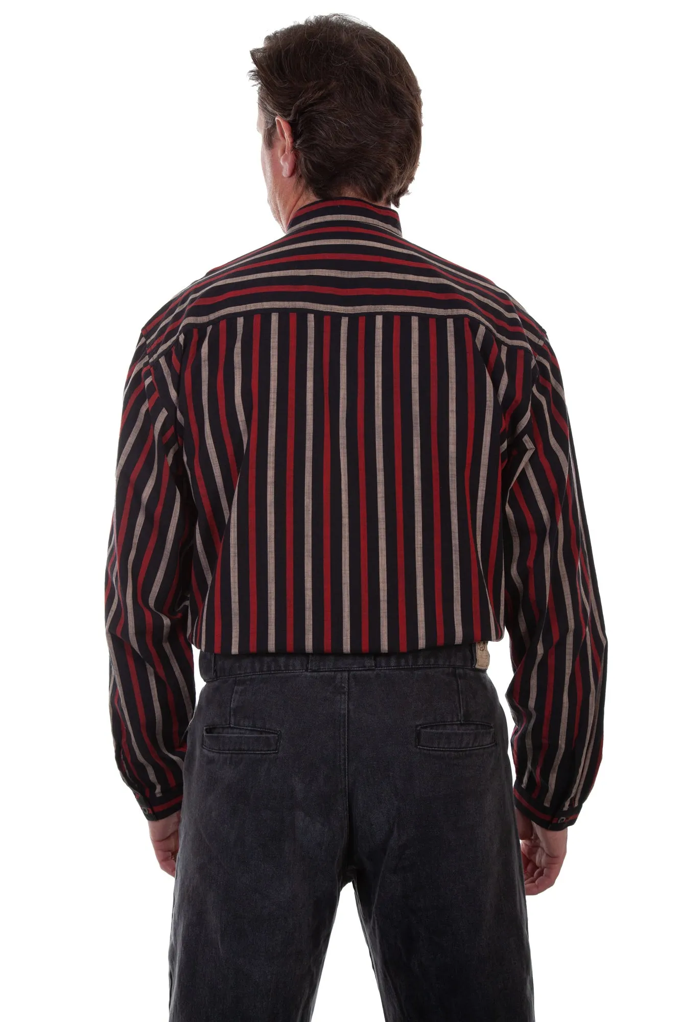 Active Design Scully Mens Black 100% Cotton Striped L/S Shirt