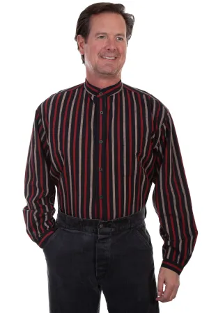 Cooling Technology Scully Mens Black 100% Cotton Striped L/S Shirt Classic Appeal Anti Pill Technology Scully Mens Black 100% Cotton Striped L/S Shirt