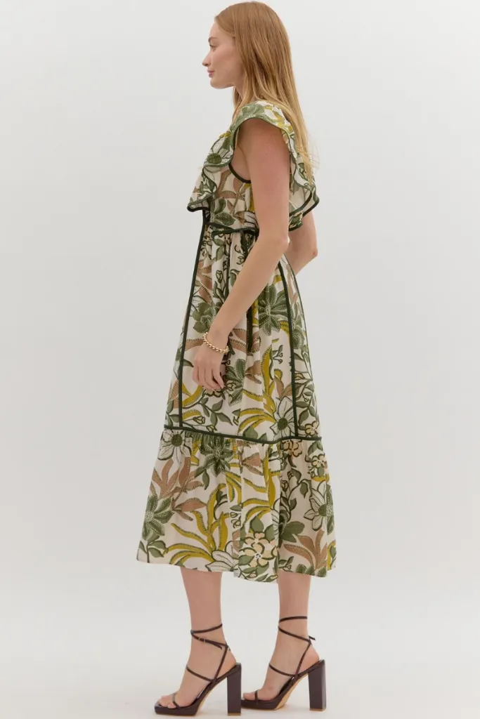 Non-Pilling Daily Wear Cora Floral Panel Midi Dress