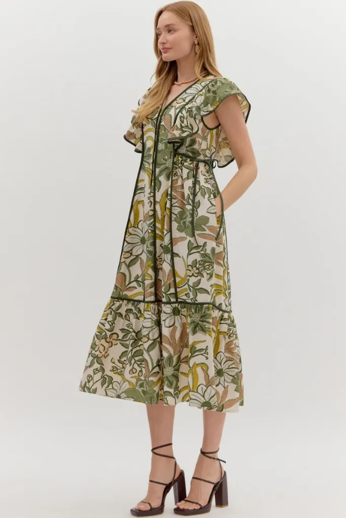 Flattering Design Cora Floral Panel Midi Dress