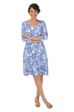 Coral 3/4 Sleeve A-Line Dress Fitted Shape Coral 3/4 Sleeve A-Line Dress Daily Mood