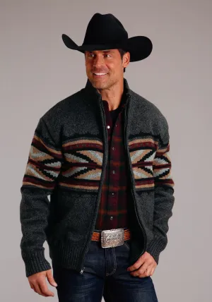 Corduroy Finish Stetson Mens Arrow Border Grey Cotton/Wool L/S Cardigan Sweater Stetson Mens Arrow Border Grey Cotton/Wool L/S Cardigan Sweater Short Sleeve