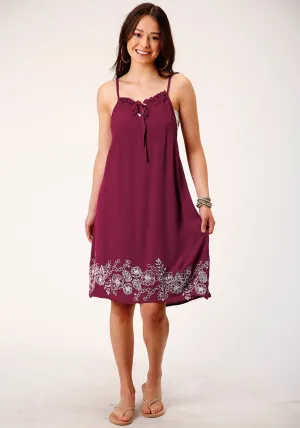Core Daily Roper Womens Strappy Crepe Wine 100% Rayon S/L Dress Roper Womens Strappy Crepe Wine 100% Rayon S/L Dress Street Essential Classic Wear Party Look