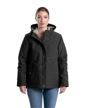 Core Style Berne Womens Softstone Micro-Duck Hooded Black Cotton Blend Coat Berne Womens Softstone Micro-Duck Hooded Black Cotton Blend Coat Popular Staple