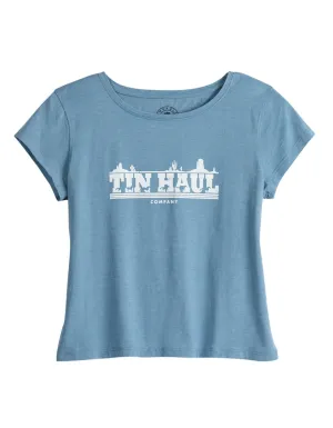 Cotton Blend Tin Haul Womens Running Horse Blue Cotton S/S T-Shirt Summer Fashion Tin Haul Womens Running Horse Blue Cotton S/S T-Shirt