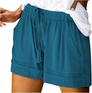Cotton Shorts for Women Sexy Casual Bermuda Shorts Stretchy Fashion Drawstring Lounge Shorts with Pockets