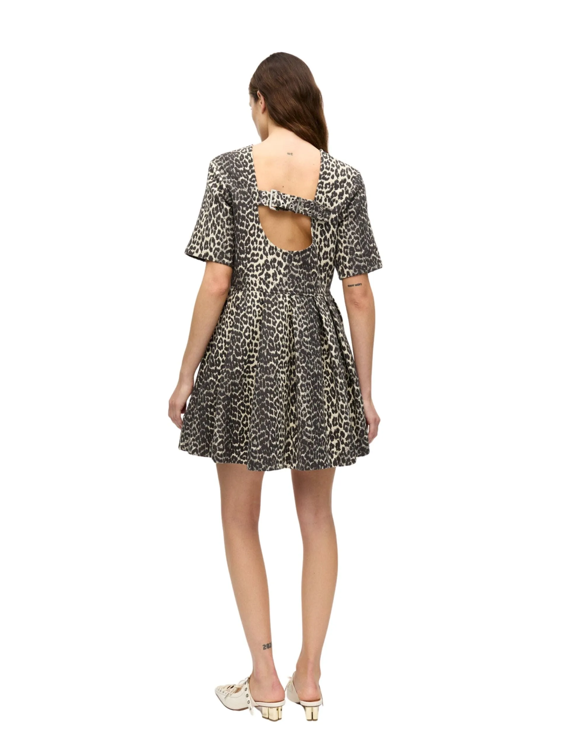 Cotton Tweed Mini Dress / Leopard