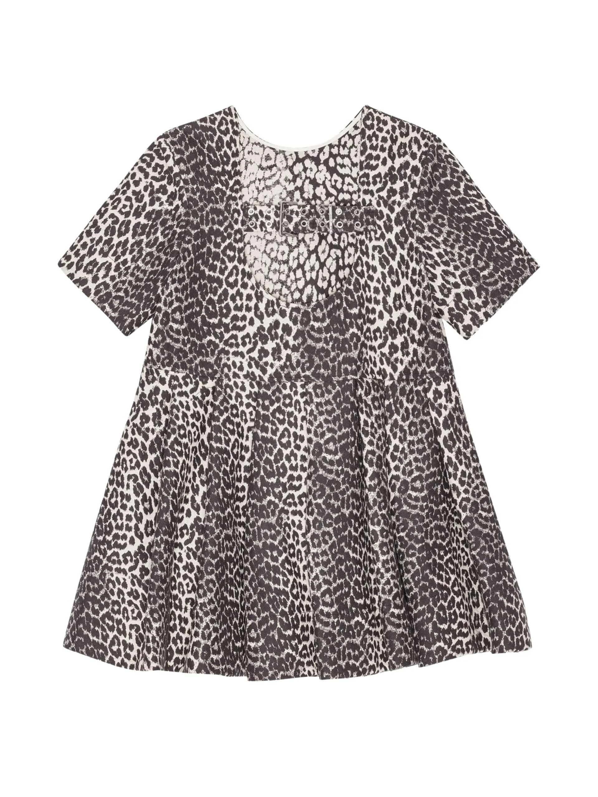 Cotton Tweed Mini Dress / Leopard