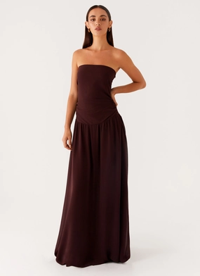 Covia Strapless Maxi Dress - Dark Chocolate Winter Wrap London Edge