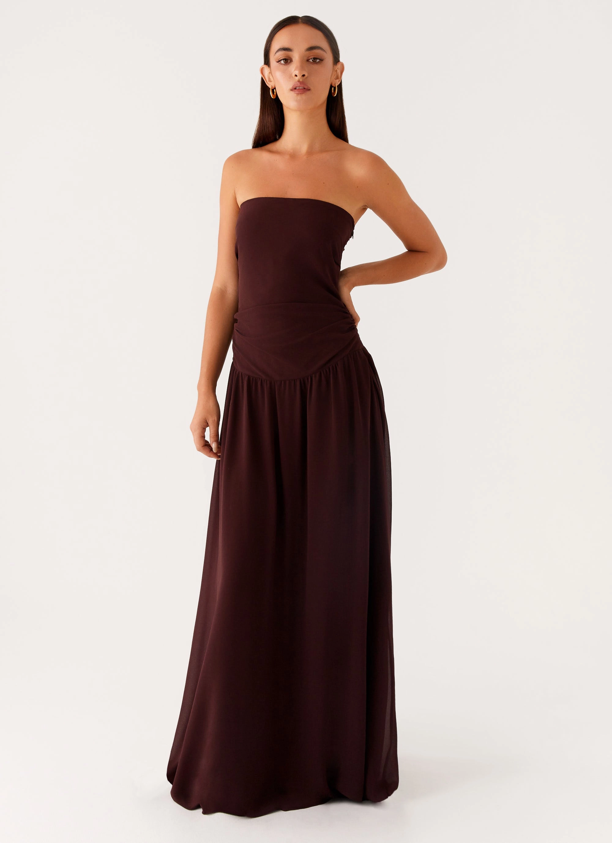 Covia Strapless Maxi Dress - Dark Chocolate Winter Wrap London Edge