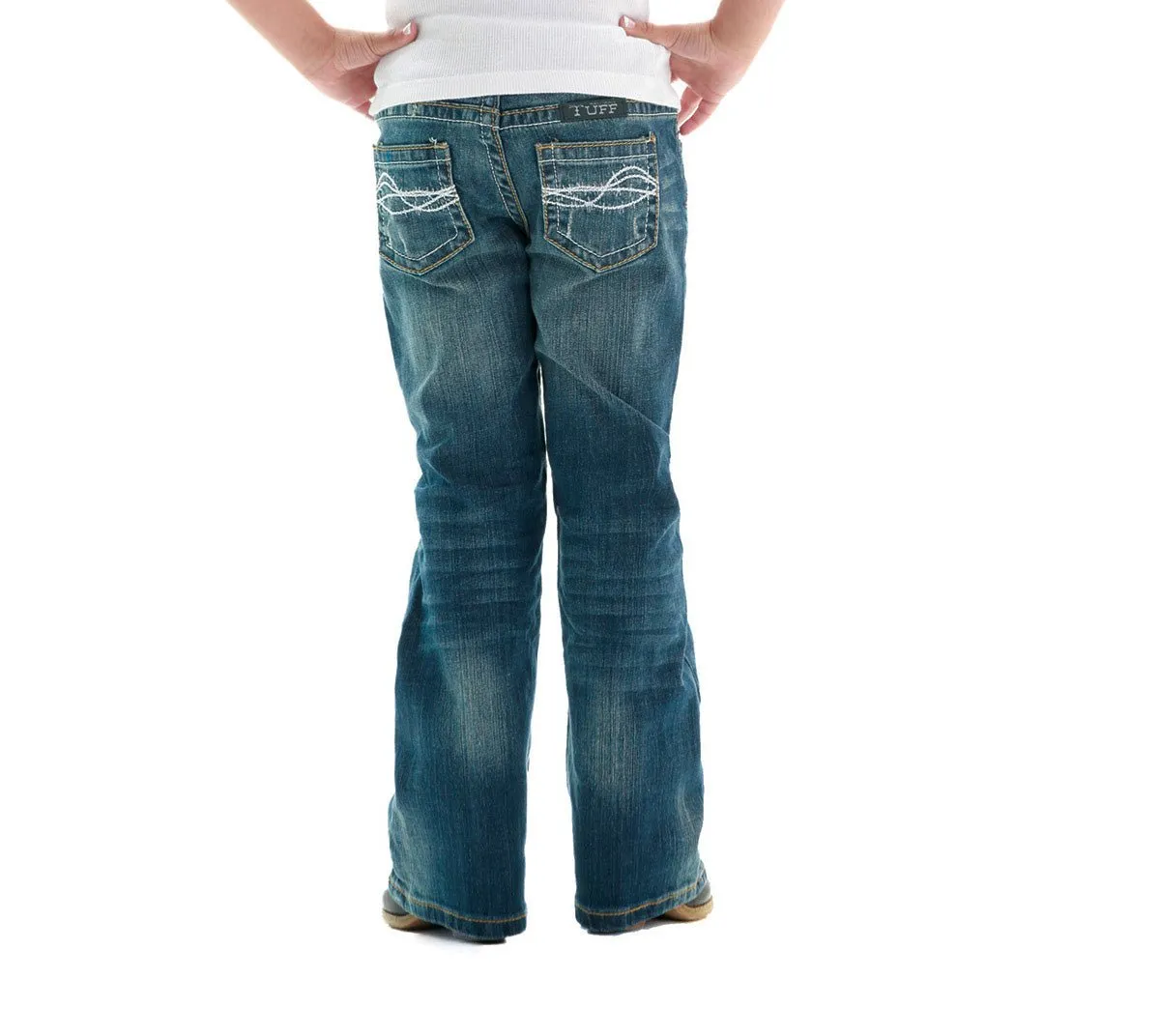Bold Look Parent Style Cowgirl Tuff Girls Blue Cotton Blend Jeans Don't Fence Me In