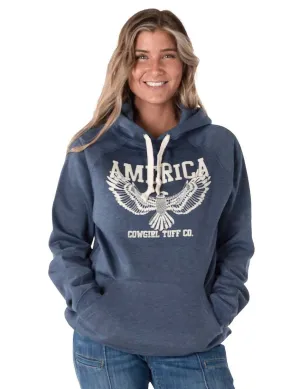 Cowgirl Tuff Womens America Eagle Navy Poly/Rayon Hoodie Bold Edge Trendy High Quality Cowgirl Tuff Womens America Eagle Navy Poly/Rayon Hoodie