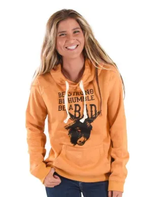 Cowgirl Tuff Womens Be Strong Be Humble Orange Poly/Rayon Hoodie Relaxed Craft Relaxed Style Smart Casual Minimalist Style Lifestyle Choice Cowgirl Tuff Womens Be Strong Be Humble Orange Poly/Rayon Hoodie