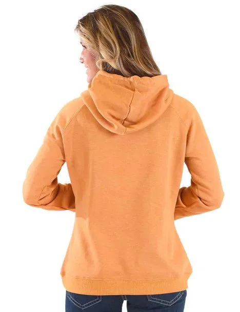 Minimalist Adult Fashion Cowgirl Tuff Womens Be Strong Be Humble Orange Poly/Rayon Hoodie