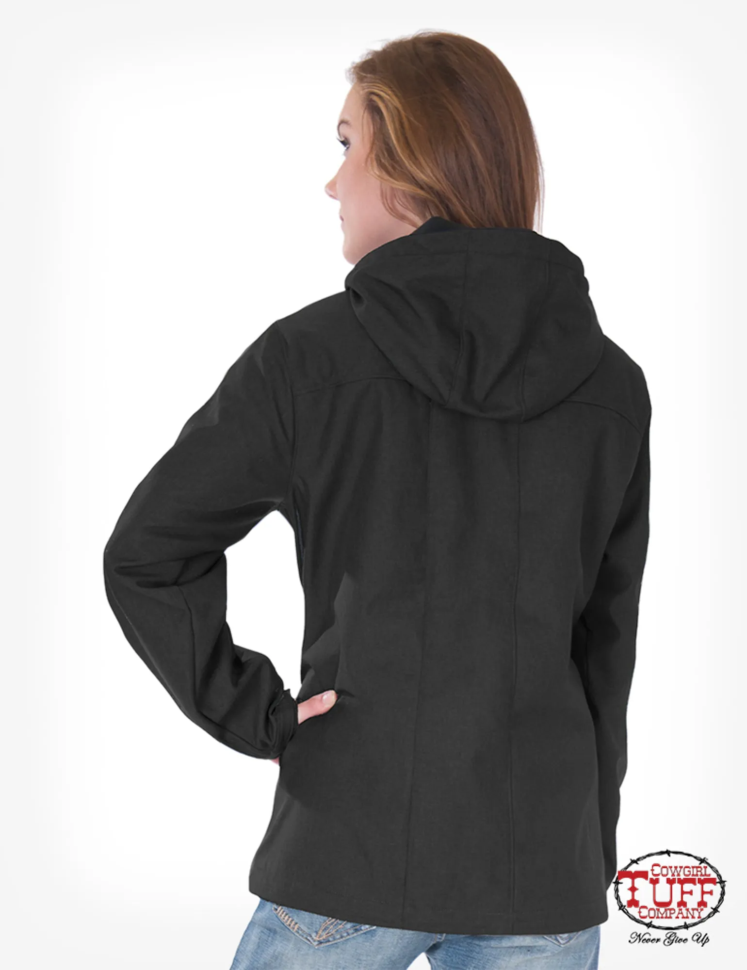 Popular Option Always Stylish Cowgirl Tuff Womens Black Microfiber Jacket Hooded Pullover