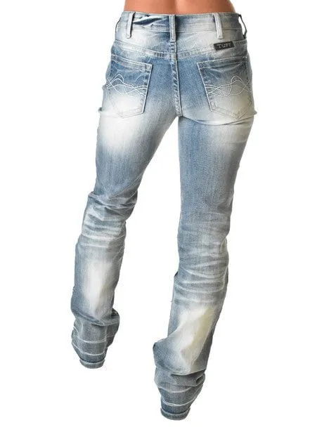 Cowgirl Tuff Womens Chain Breaker Light Wash Cotton Blend Jeans Family Style Urban Explorer Youth Style
