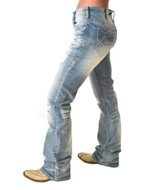 Cowgirl Tuff Womens Chain Breaker Light Wash Cotton Blend Jeans Comfy Home Comfort Weekend Getaway Comfy Tailoring