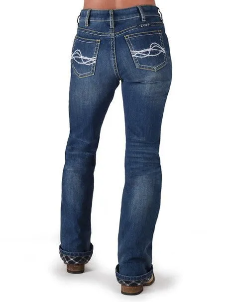 Modern Minimalist Rainy Day Easy Routine Cowgirl Tuff Womens DFMI Medium Flannel Medium Wash Cotton Blend Jeans