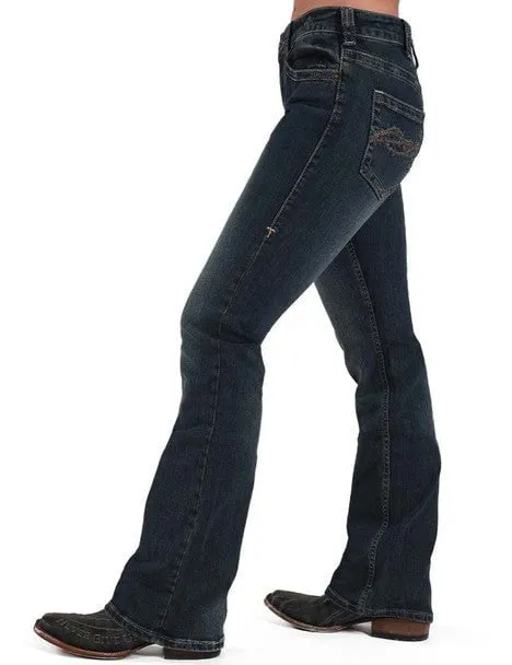Responsible Denim Production Selvedge Denim Cowgirl Tuff Womens Don't Fence Me In Dark Wash Cotton Blend Jeans