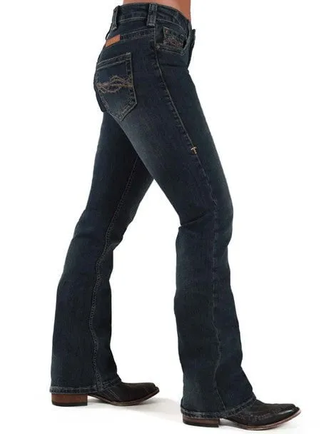 Cowgirl Tuff Womens Don't Fence Me In Dark Wash Cotton Blend Jeans Music Event Smooth Casual Smooth Lightweight