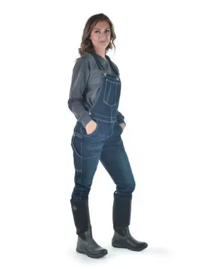 Cowgirl Tuff Womens Flannel Tuck-In Dark Wash Cotton Blend Bib Overall Durable Feel Cowgirl Tuff Womens Flannel Tuck-In Dark Wash Cotton Blend Bib Overall Vintage Inspired Weave Relaxed Style Weekend Style High Quality