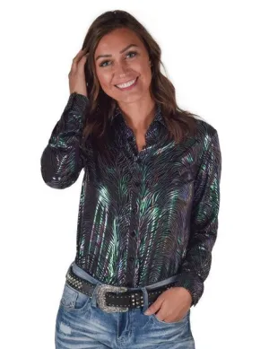 Cowgirl Tuff Womens Foil Lightweight Zebra Polyester L/S Shirt Triple-Stitched Cowgirl Tuff Womens Foil Lightweight Zebra Polyester L/S Shirt Perfect Wear decorative element