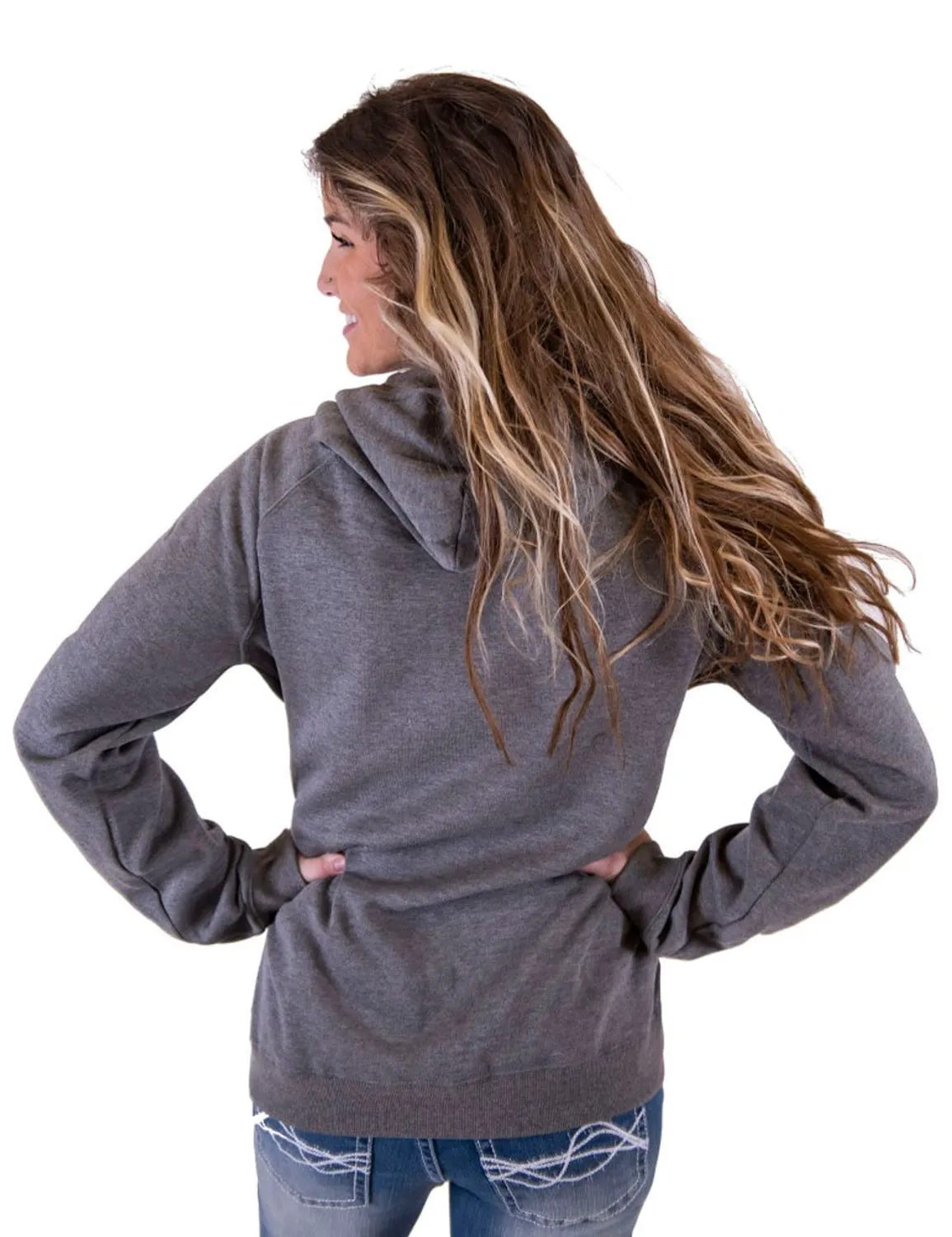 Clean Finish Lifestyle Choice Cowgirl Tuff Womens Guns and Wings Bling Gray Poly/Rayon Hoodie