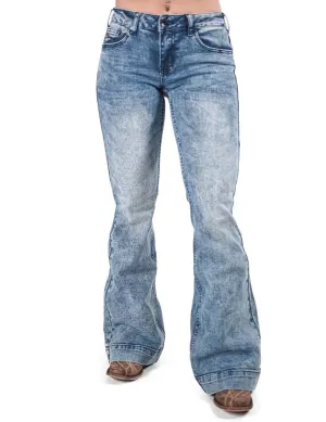 Cowgirl Tuff Womens High Tide Medium Wash Cotton Blend Jeans Reliable Fit Trend Setter Chill Outfit Cowgirl Tuff Womens High Tide Medium Wash Cotton Blend Jeans