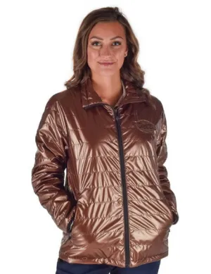 Cowgirl Tuff Womens Horizontal Midweight Copper Polyester Softshell Jacket Utility Pockets Durable Summer Vibes Cowgirl Tuff Womens Horizontal Midweight Copper Polyester Softshell Jacket