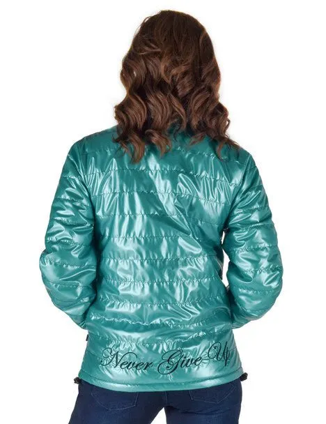 Modern Outfit Cowgirl Tuff Womens Horizontal Midweight Turquoise Polyester Softshell Jacket