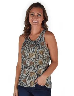 Cowgirl Tuff Womens Lightweight Snake Dusty Blue Polyester S/L Tank Top Bold Graphics Cowgirl Tuff Womens Lightweight Snake Dusty Blue Polyester S/L Tank Top Thermal Regulation Fabric Smooth Finish