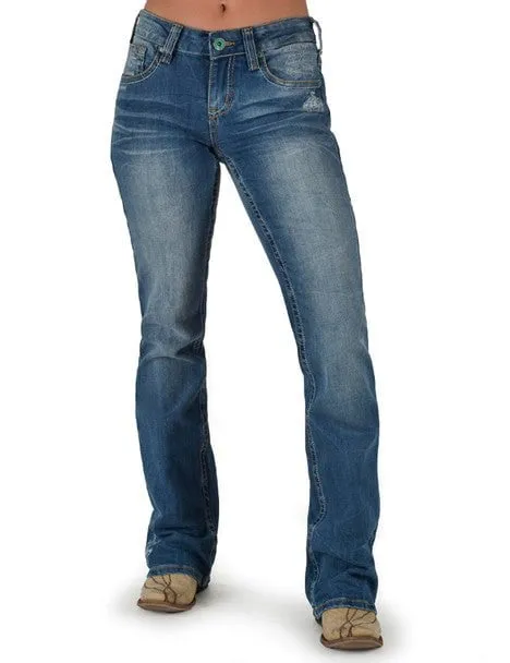Parent Style Trend Setter Athlete Fit Elegant Cowgirl Tuff Womens Lisa's Legacy Classic Medium Wash Cotton Blend Jeans