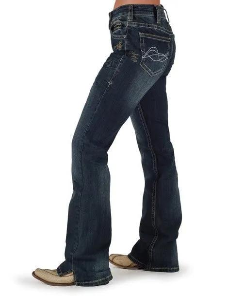 Chic Design Stay Comfortable Cowgirl Tuff Womens Lisa's Legacy Dark Wash Cotton Blend Jeans