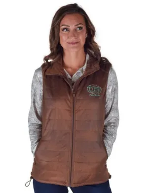 Cowgirl Tuff Womens Midweight Logo Brown Poly/Spandex Faux Leather Vest Fit Fresh Fresh Look Cowgirl Tuff Womens Midweight Logo Brown Poly/Spandex Faux Leather Vest