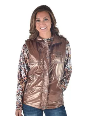 Cowgirl Tuff Womens Midweight Logo Copper 100% Polyester Softshell Vest Classic Touch Cowgirl Tuff Womens Midweight Logo Copper 100% Polyester Softshell Vest Relaxed Look
