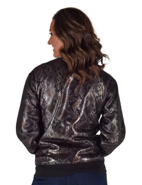 Cowgirl Tuff Womens Midweight Snakeskin Black Polyester Athletic Shell Jacket Core Wardrobe Neat And Easy