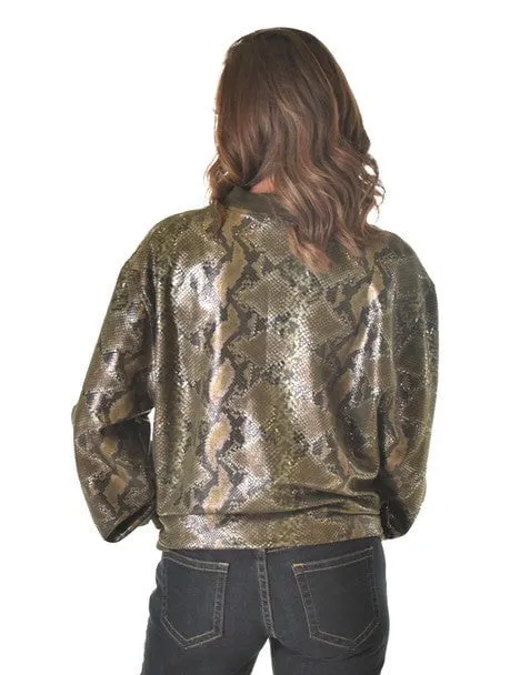 Outfit Ready Style Modern Outfit Cowgirl Tuff Womens Midweight Snakeskin Green Polyester Athletic Shell Jacket