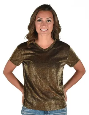 Cowgirl Tuff Womens Shimmer Breathe V Copper Nylon S/S T-Shirt Vibrant Colors Cowgirl Tuff Womens Shimmer Breathe V Copper Nylon S/S T-Shirt Outerwear Companion