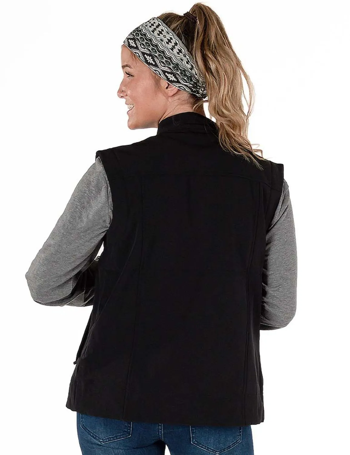 Date Night Summer Vibes Comfortable Tailoring Cowgirl Tuff Womens Stretch Black Nylon Softshell Vest