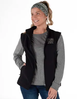 Cowgirl Tuff Womens Stretch Black Nylon Softshell Vest Sleek Accent Cowgirl Tuff Womens Stretch Black Nylon Softshell Vest Fashionable Waist