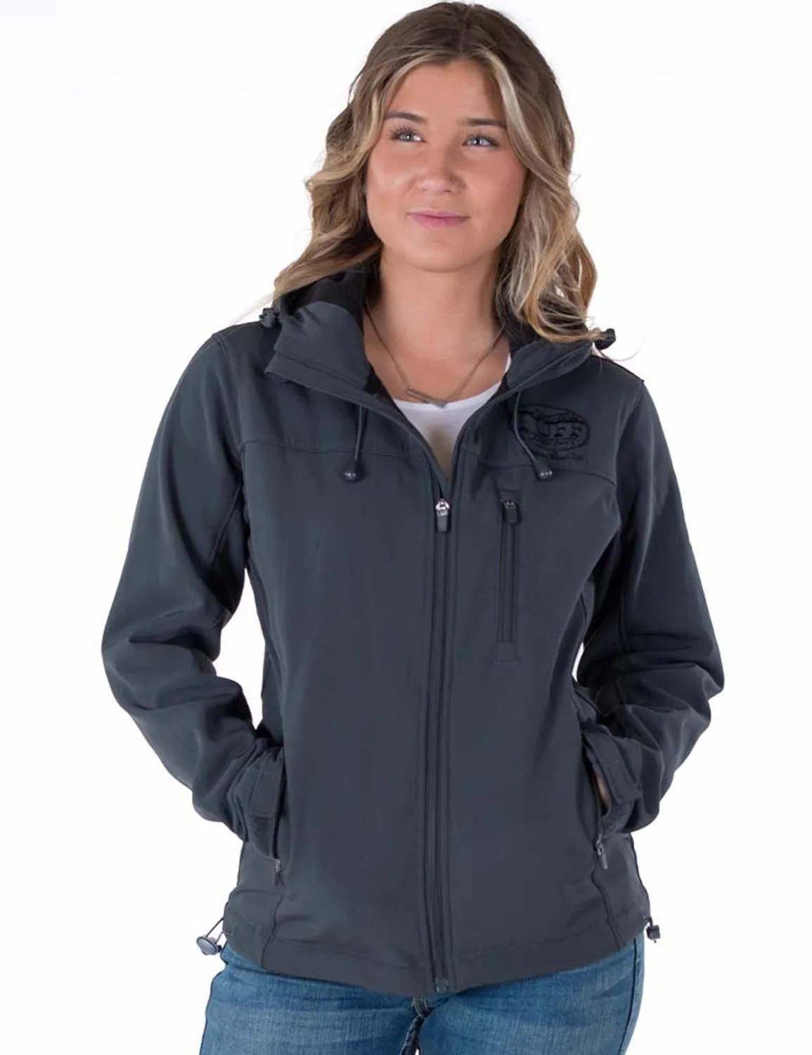 Timeless Comfort Cowgirl Tuff Womens Stretch Charcoal Nylon Softshell Jacket