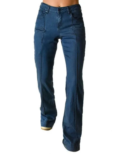 Stretch Fit Denim Artist Vibe Everyday Cowgirl Tuff Womens UltraBreathe Wide Leg Dark Wash Lyocell Jeans