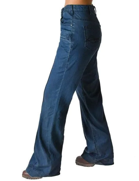 Cowgirl Tuff Womens UltraBreathe Wide Leg Dark Wash Lyocell Jeans Street Vibe Smooth Picnic Style