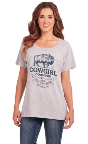 Cowgirl Up Womens Country Scoop Neck Heather Grey 100% Cotton S/S T-Shirt Subtle Details Cowgirl Up Womens Country Scoop Neck Heather Grey 100% Cotton S/S T-Shirt Comfy Layer