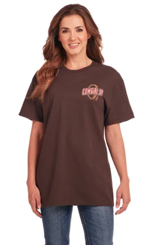 Cowgirl Up Womens Give Me Rodeo Boyfriend Chocolate 100% Cotton S/S T-Shirt Regular Fit Ergonomic Sleeve Cut Wrinkle Resistant Cowgirl Up Womens Give Me Rodeo Boyfriend Chocolate 100% Cotton S/S T-Shirt