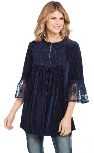 Cowgirl Up Womens Navy Polyester Layered Western Tunic S/S Subtle Details Cowgirl Up Womens Navy Polyester Layered Western Tunic S/S Unisex Option
