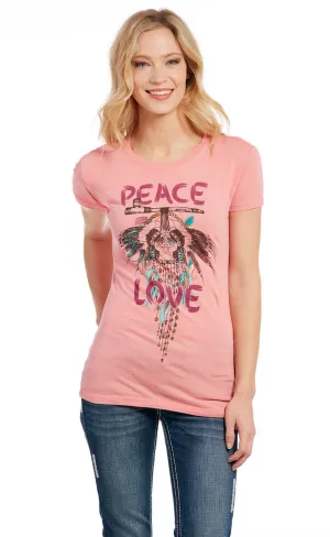 Cowgirl Up Womens Peace and Love Pink 100% Cotton S/S T-Shirt Breathable Vibes Cowgirl Up Womens Peace and Love Pink 100% Cotton S/S T-Shirt Holiday Travel