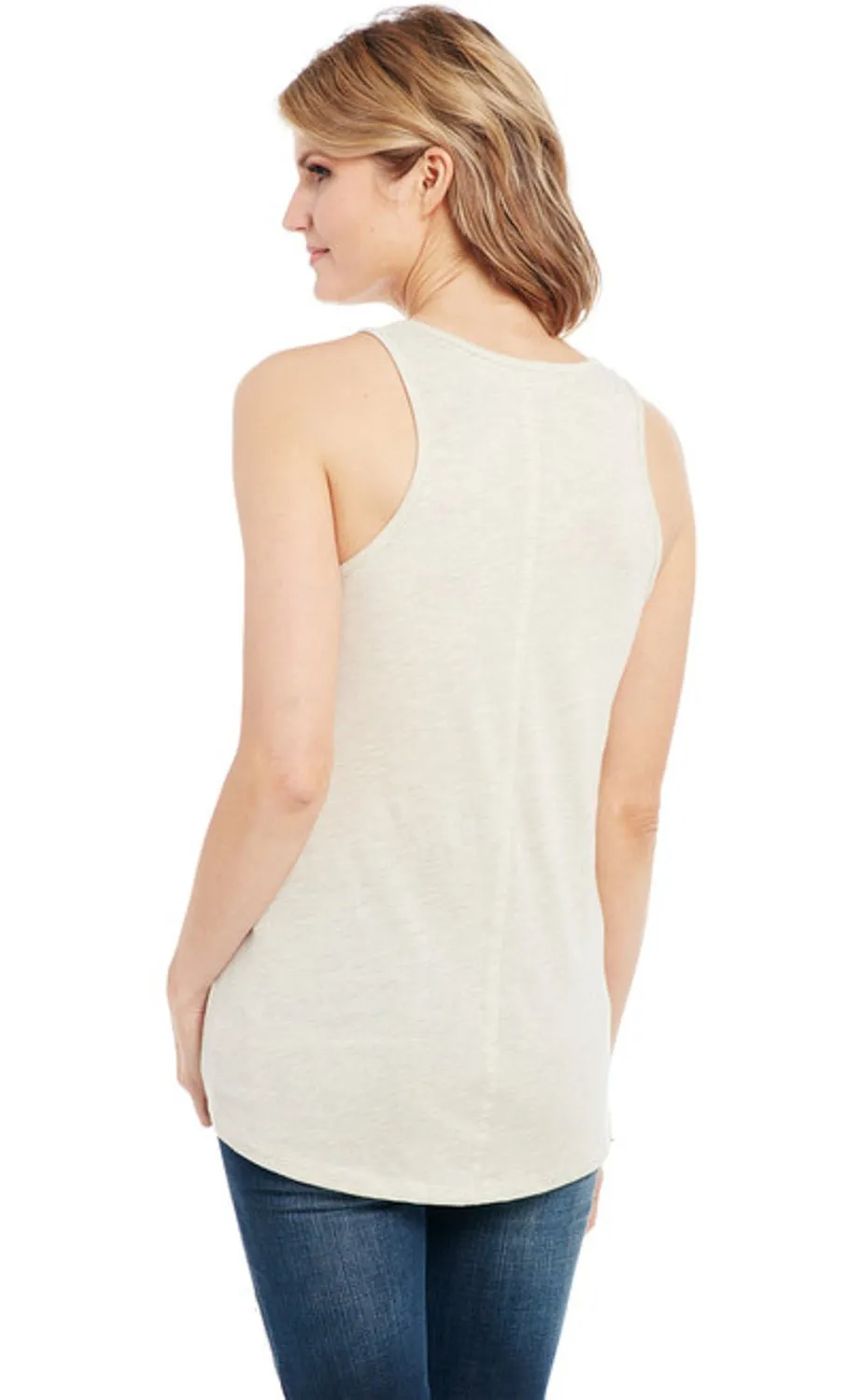 Cowgirl Up Womens Prone To Roam Heather Oatmeal Cotton Blend S/L Tank Top Wardrobe Staple Contemporary Style