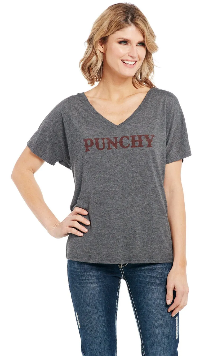 Cowgirl Up Womens Punchy Boyfriend Heather Grey Polyester S/S T-Shirt Subtle Details